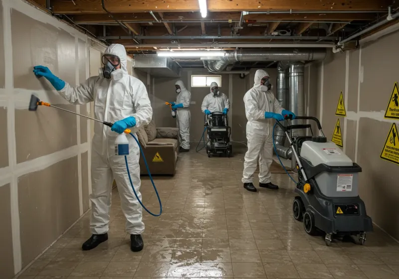 Basement Moisture Removal and Structural Drying process in Jasmine Estates, FL